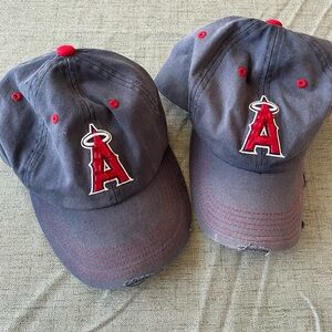 Angels limited edition distressed brim, Gray and Red Baseball Caps